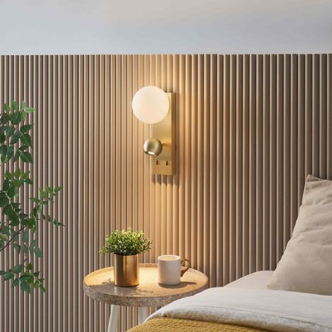 Applique LED dorée double éclairage liseuse et verre blanc - Avelysa (1/5)