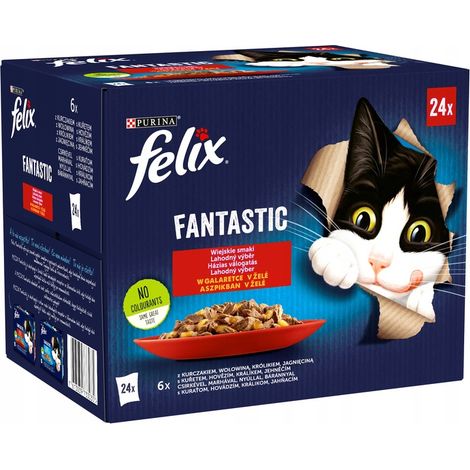 FELIX FANTASTIC MIX DI SAPORI IN GELATINA Alimento per gatti 24x85g