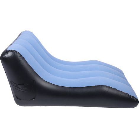 Chaise canapé gonflable en PVC velours couronneé, siège inflateur pour salon, camping, voyage, bleu, 138x78x66 cm (1/5)