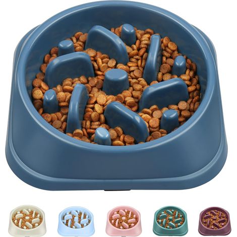 Comedero lento para perros pequeños - antideslizante, antihinchazón, antiasfixia - azul oscuro