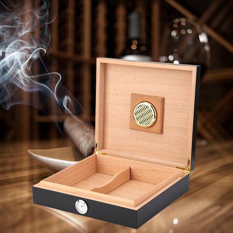 Boîte à cigares en bois peint, boîte en pin et cèdre, boîte à cigares humidificateur