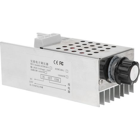 Thermostat de Régulateur de Variateur à Vis, Contrôleur de Tension AC, Dissipateurs de Chaleur Intégrés, Variateur de Lampe, Sortie Réglable 0-10 000 W pour Four électrique, avec (1/5)