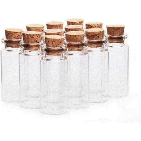 12 flacons en verre mini 25 ml avec bouchon, flacons à échantillon pour parfum DIY, lot de 12 petites bouteilles en verre pour décoration (1/5)