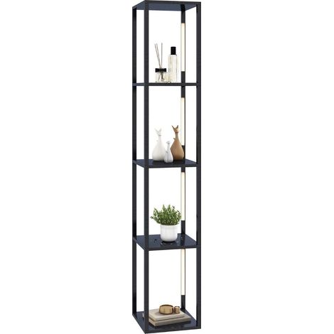 Lampada da terra moderna con scaffale illuminato 29 x 29 x 163 cm nera