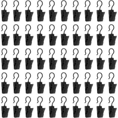 Schwarze Eisen-Gardinenclips – 50-teiliges Set mit integrierten Haken, für Dusche, Fenster und Inneneinrichtung (1/4)