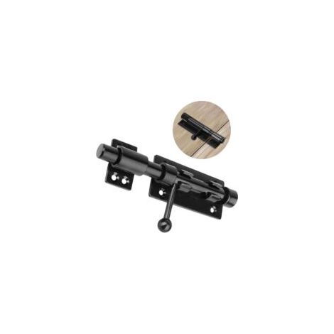 Cerradura de seguridad de alta resistencia con pestillo deslizante y orificio para candado, acero inoxidable 304 negro mate, 200 mm (8 pulgadas) de largo - Crezuo