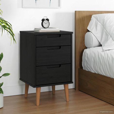 vidaXL Armadio da Notte Nero 40 x 35 x 65 cm Legno di pino