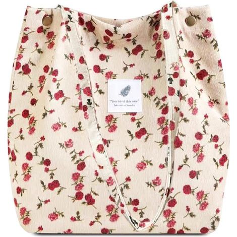 Irovami Sac cabas velours côtelé beige – Grande capacité, poche intérieure – Idéal pour courses, travail, voyage (1/5)