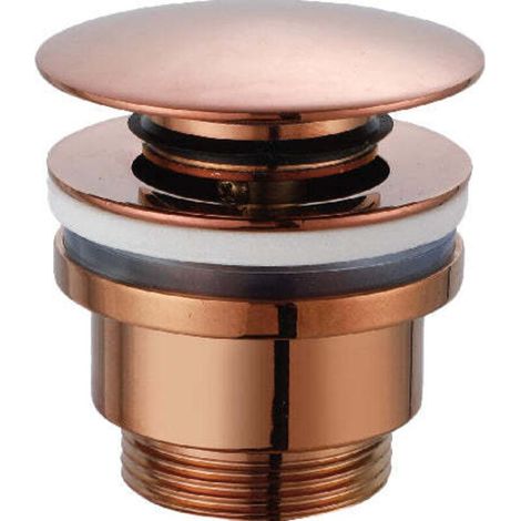 Imex – Bonde de lavabo Click-clack en laiton et zamak – Or rose brillant – Mécanisme à encliquetage – VCC016 (1/3)