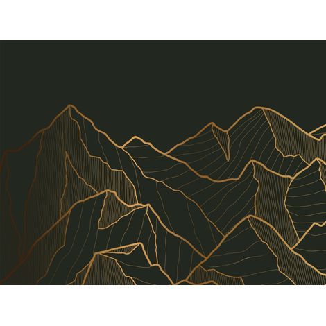 papier peint panoramique montagnes gris charbon de bois et or  - Sanders & Sanders (1/5)