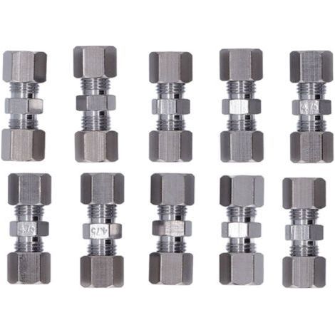 QORVA-Connecteur de ligne de frein en cuivre chromé, raccord de tuyau de frein pour Tube de 4.75mm de diamètre, 10 pièces (1/5)