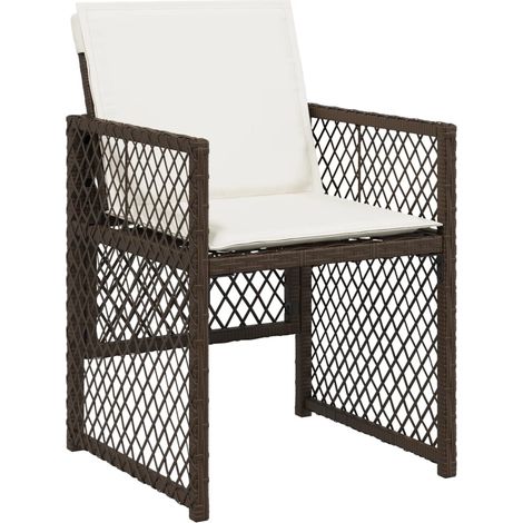 vidaXL Sedie da Giardino con Cuscini 4 pz Marroni in Polyrattan (1/5)