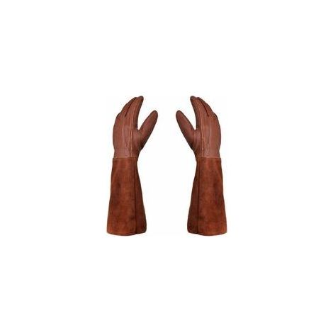 Gardening Gloves - Pair of Gardening Gloves - Leather Protection - Gardening Gloves for Thorns and Brambles and Work Gloves --Brown--M (1/5)