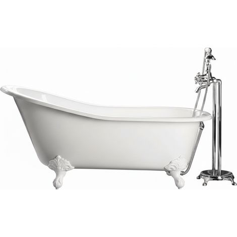 Freistehende Gusseisen Badewanne ASHFORD Füße WEISS 146