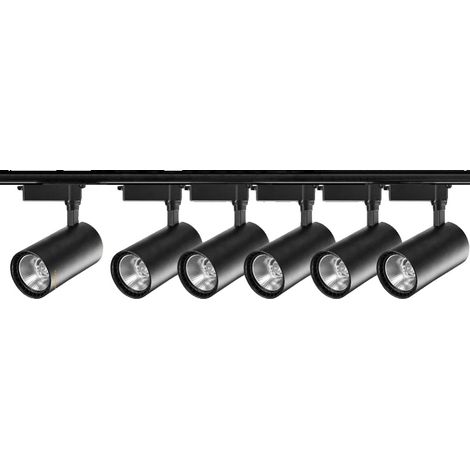 Iluminación de riel, diseño moderno, brillo ajustable, 6 bombillas de 12 W, luz blanca natural. (1/2)