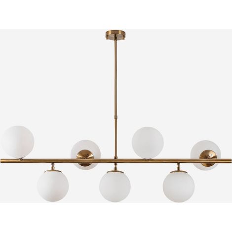 Candelabro colgante 7 luces de metal y vidrio Fazli