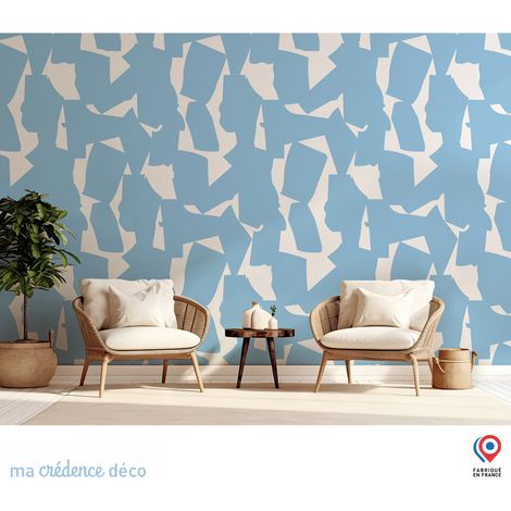 Papier peint : Motifs formes abstraites - Intissé - L.200 x H.280 cm - Bleu pastel (1/5)
