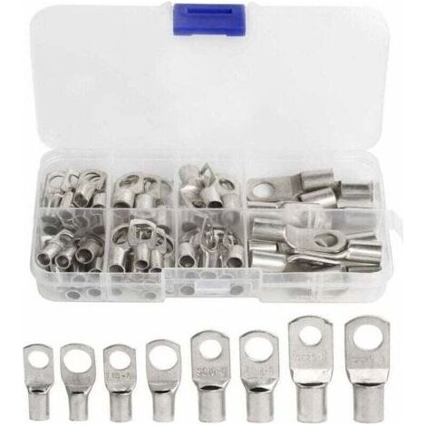 60 Pcs Cosses Électrique Trou boulon en Cuivre Étamé Connecteurs SC à sertir/souder pour câble de 6m㎡ 8m㎡ 10m㎡ 16m㎡ 25m㎡ (1/5)