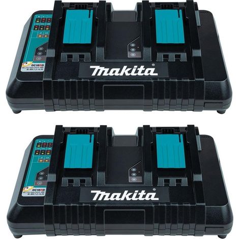2x Makita DC18RD LXT Lithium Ion 240v 18v Dual Port Fast Battery Charger (1/4)