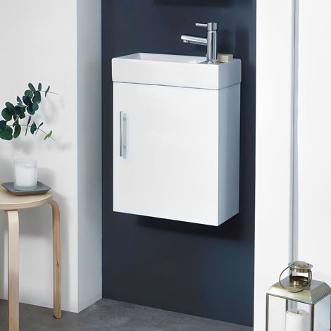 Orbit Verona Wall Hung 1-Door Vanity Unit with Basin 400mm Wide - White (1/5)