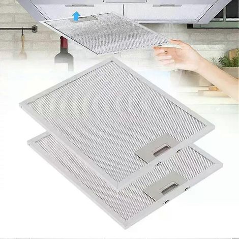 Lot de 2 filtres pour hotte aspirante, en maille métallique, 32 x 26 cm, filtre à huile, filtre à graisse en coton anti-huile. (1/4)