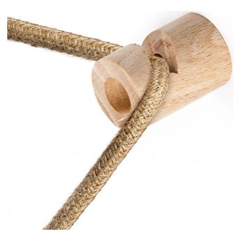 Crochet de Décentralisation en Bois Naturel Brut pour Câble Électrique en Textile - Accessoire pour Luminaires