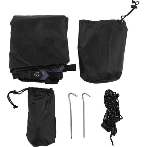 Abri de camping multifonctionnel quadrangulaire, imperméable et pare-soleil, servant également de hamac d'extérieur pour le camping et la plage (noir). (1/5)