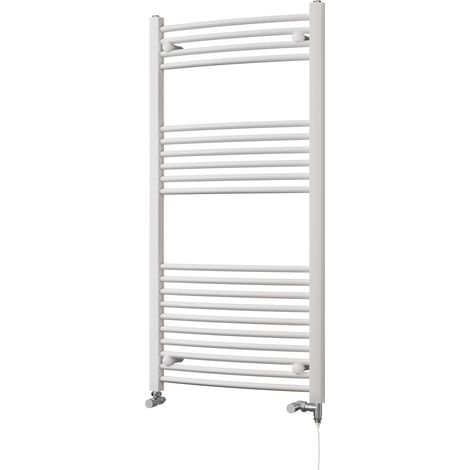 Zennor - White Dual Fuel Towel Rail H1200mm x W600mm Standard - Curved (1/3)