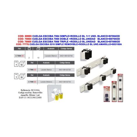 Portascopa triplo BRINOX con rullo e 2 grucce 7066