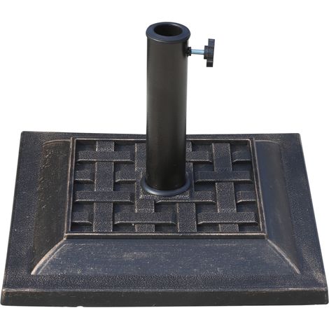 9 kg Sonnenschirmständer aus Harz in Bronze 44 x 44 x 32 cm mit Einsätzen 38/48 mm (1/5)