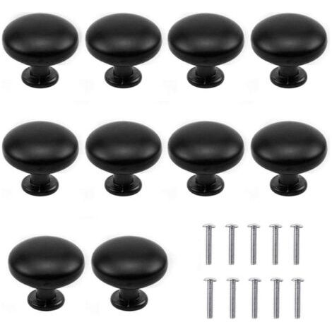 Set mit 10 runden Möbelknöpfen aus antiker Bronze mit Blumenmuster - Für Schrank, Küche, Kinderzimmer, sicher und langlebig (schwarz) - 30 x (1/5)