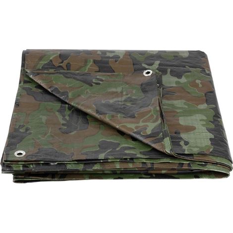 Plane Tarpaulin Khaki 4x6 m, 80 g/m, Abdeckplane, Olive/Tarnung, mit Ösen