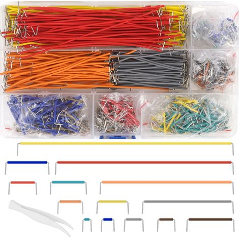 Breadboard Jumper Fil Kit Jumper Wire 840 Pièces Forme de U Breadboard Jumper Câble Electrique 14 Assorties Longueur Mâle vers Mâle Fil Jumper Wires Câble Fils Cable (1/5)