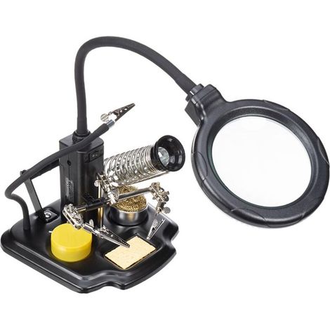 Troisième main multifonctionnelle avec loupe et outils de soudage, idéal pour le travail de précision avec lampe loupe à LED (1/5)