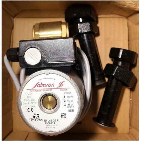 Salmson – Circulateur entraxe 130mm – NYL4320P – Raccords inclus – Filetage plomberie – Tension 230V