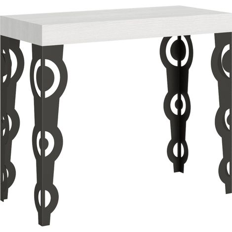Consolle allungabile 90x40/196 cm Karamay Small Bianco Frassino telaio Antracite (1/4)