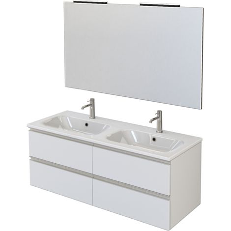 Mobile bagno sospeso 120cm con specchio bianco opaco dubon