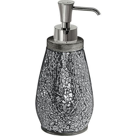 Distributeur de Savon Gris, Distributeur de Savon de Salle de Bain, fabriqué en céramique et Verre, Dimensions 19 x 8,5 x 8,5 cm et Poids 0,458 kg (1/4)