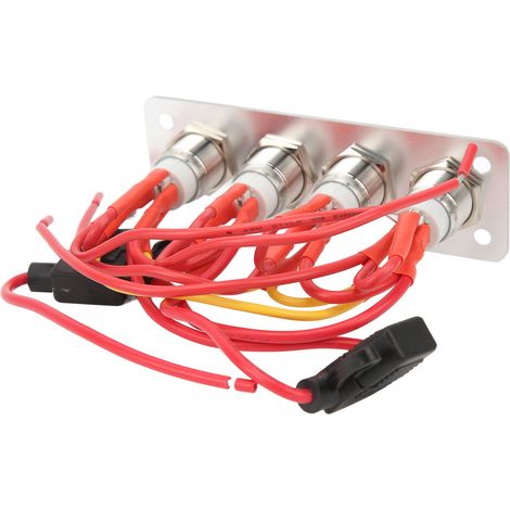 Panneau de commutateurs 4 gangs LED bleue 12V 16A Acier inoxydable Bouton interrupteur pour camping-car bateau (1/5)