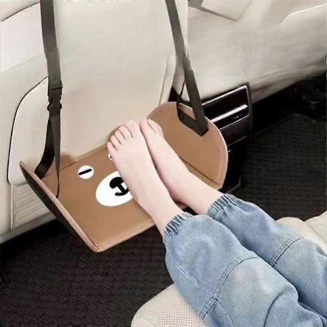 Repose-pieds pour siège auto avec motif ours, support réglable pour siège arrière, similicuir, universel pour la plupart des véhicules, confort et style (1/5)