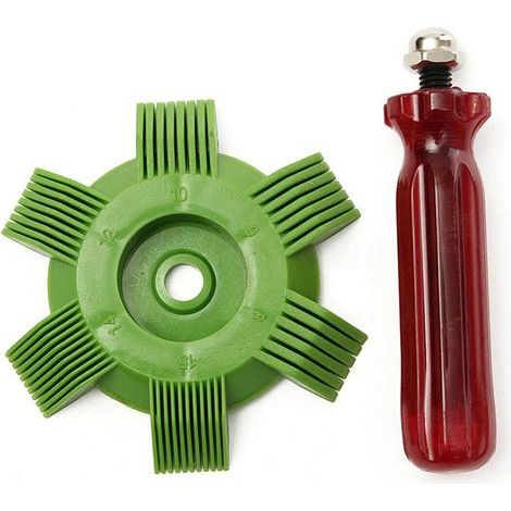 2 pièces ensemble de brosse et de peigne de nettoyage d'aileron de condenseur de climatiseur nettoyant lisseur Kit de bobine de réfrigérateur entretien de CVC outil de nettoyage de réparation de radia (1/5)