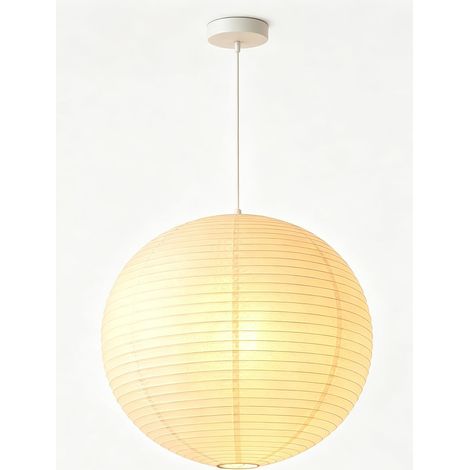 Japanese Paper Pendant Light, E27, Cable 1.2 m 40 cm Hanging Light Complete with Paper Shade, for Bedroom, Living Room, Dining Room, Hotel (1/5)