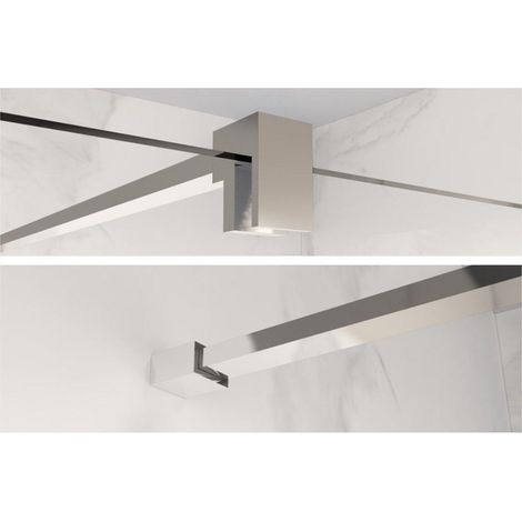 Fortifura Galeria barre de renfort rallongée 200cm pour douche à l'italienne - avec kit de fixation - chrome