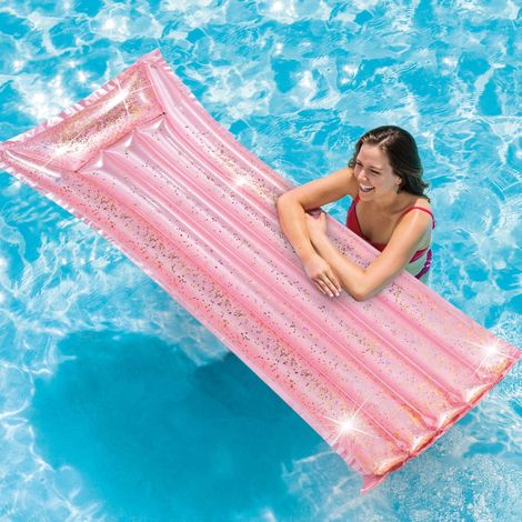 1PZ MATERASSINO GONFIABILE GLITTERATO 'PINK' cm 170 x 53 x 15 (1/5)