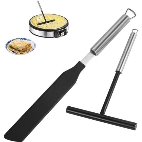 La spatola per impasto in acciaio inox, un utensile da cucina professionale, rende facile e comoda la stesura dell'impasto per pancake sottili.