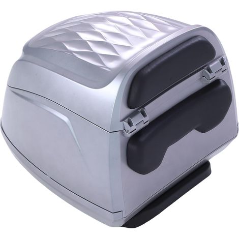 32L Rear Top Case, Universal Trunk, Rear Storage Rack, ABS Material, Retro Style for Helmet, Tools, Scooters (Silver) (1/5)
