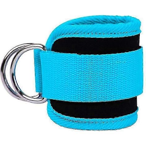 Sangle de cheville pour machines à câbles - Manchette rembourrée pour exercices fessiers et extensions de jambes (bleu) (1/2)