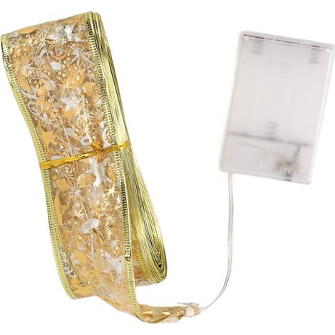 10m (32.8ft) gold LED string lights with 100 LEDs, battery operated, ideal for decorating a Christmas tree, New Year's, a wedding or any other celebration. (1/5)