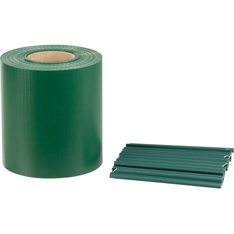 Zaunblende Strend Pro EUROSTANDARD, 190 mm, L-26 m, schattenspendend, grün, abdeckend, für Zaunpaneele, 1050 g/m2, PVC, RAL6005