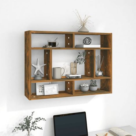 Estantería de pared madera ingeniería roble ahumado 75x16x55 cm vidaXL